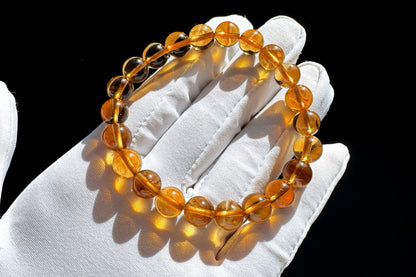 Certified Natural High Grade Citrine Bracelet, Untreated Citrine Bracelet, Deep Yellow Citrine, 天然无优化黄水晶手串