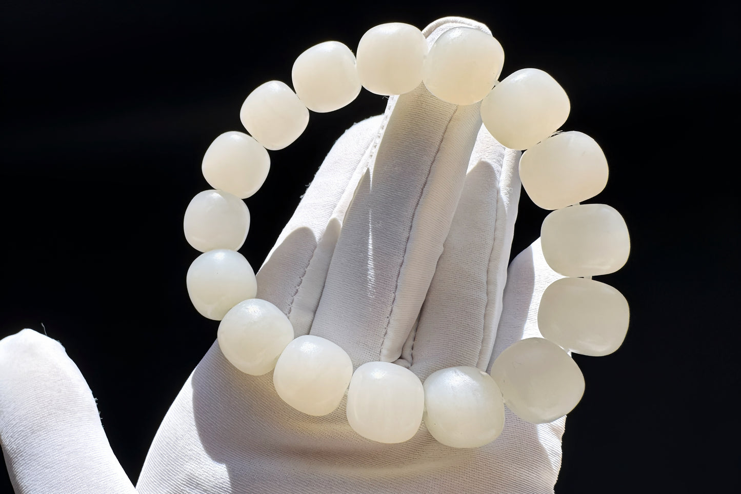13mm Natural White Hetian Nephrite Bracelet, White Nephrite Jade Beads, Matte Nephrite Bracelet, 天然和田玉青海料一级白老型珠手串