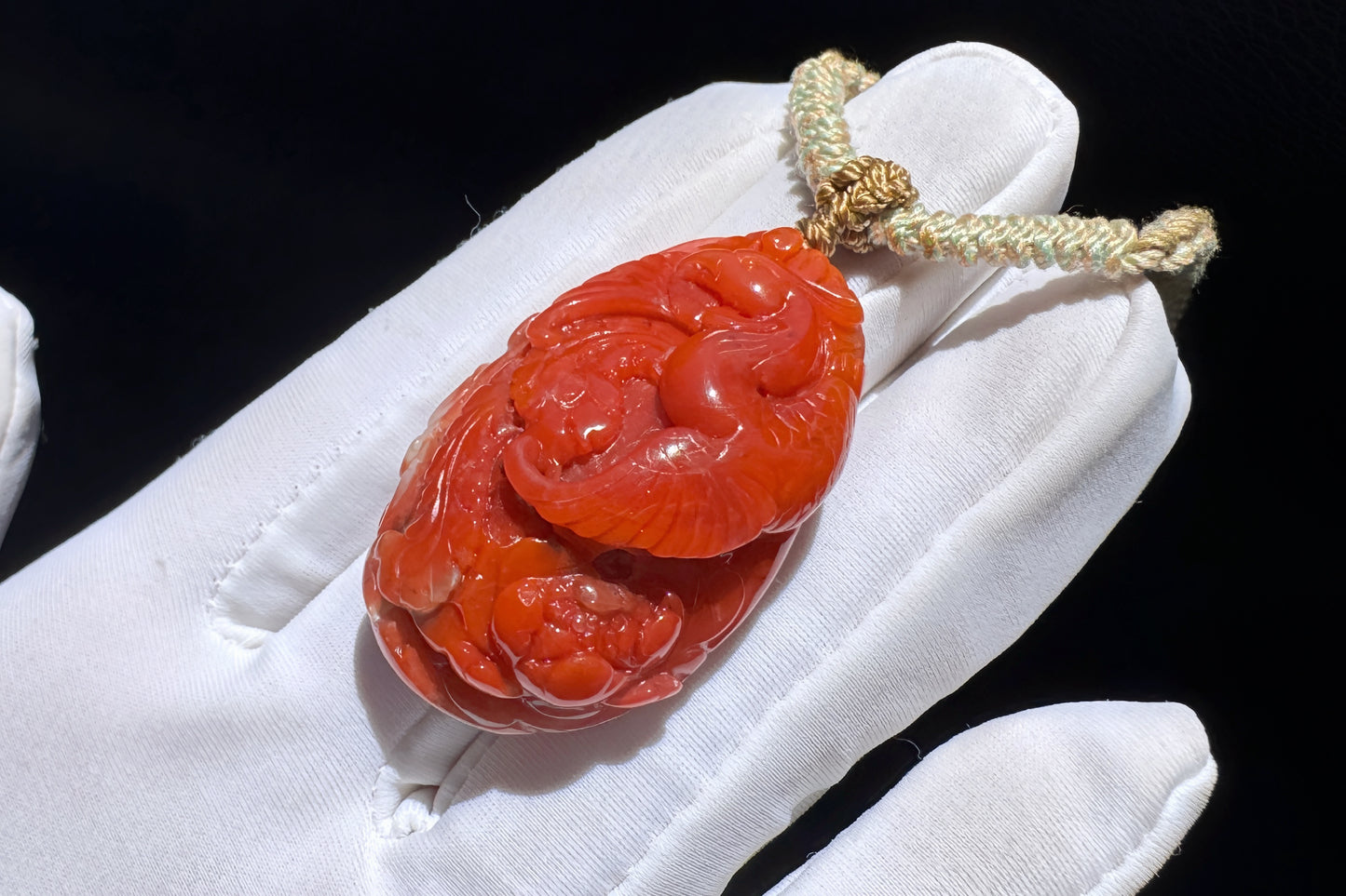 Certified Natural Baoshan Nanhong Agate in Red and White Material, Hand Carved Nanhong South Red Agate Phoenix Pendant, 天然保山南红玛瑙手工精雕凤凰吊坠