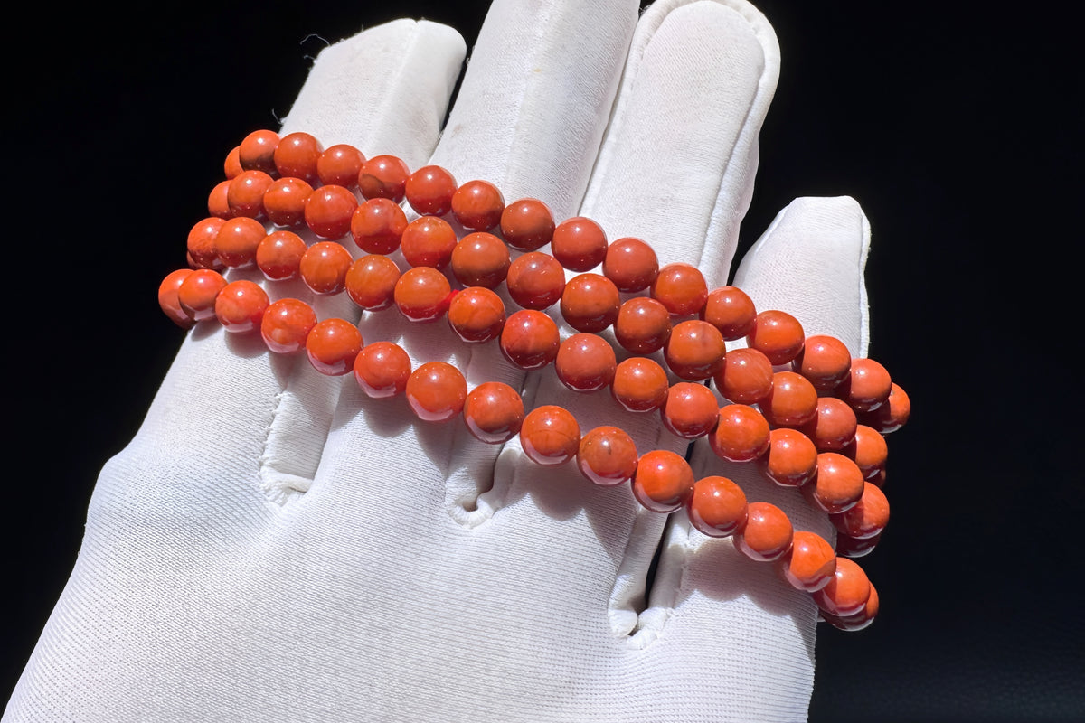 Natural Nanhong South Red Agate Beaded Four Wraps Bracelet, Unheated Sichuan Nanhong, 天然川料南红玛瑙多圈手串