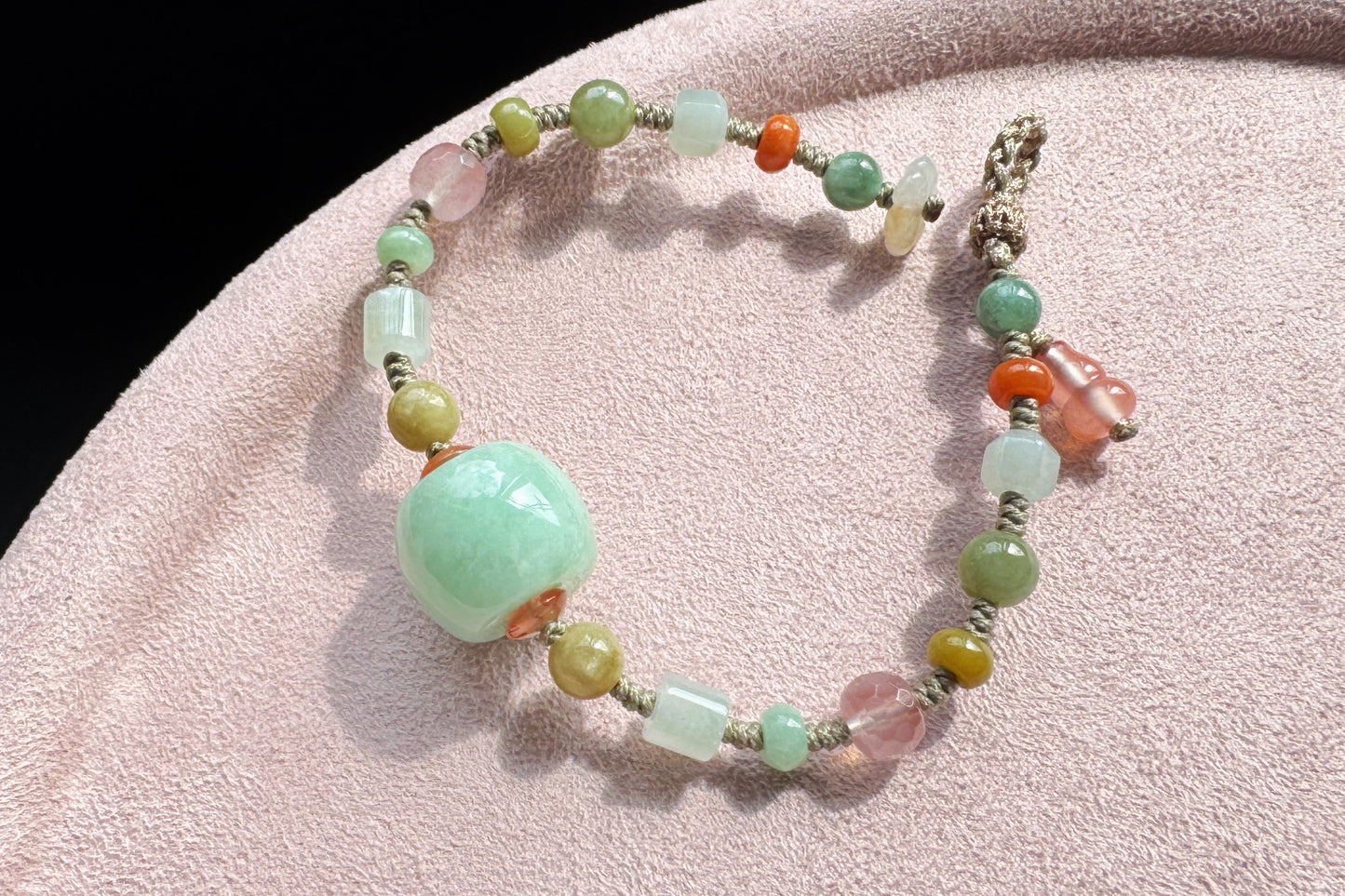 Natural Green Jadeite Jade Hand Braided Bracelet, Grade A Jade Beads in Multi-colors, Jade Bracelet, Jade Lu Lu Tong, 天然A货果绿色翡翠路路通配多宝翡翠珠手编手链