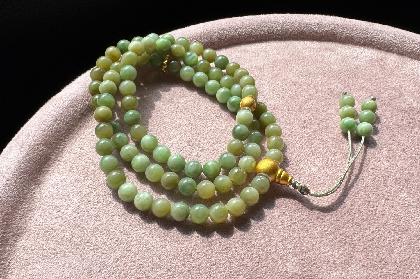 Natural Xinjiang Hetian Nephrite Bracelet in Mint Green and Brown Sugar Colors, Rare Multi-colored Nephrite Jade Bracelet, 天然且末黑羊洞碧玉糖三彩和田玉手串