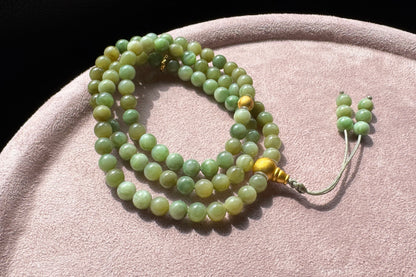 Natural Xinjiang Hetian Nephrite Bracelet in Mint Green and Brown Sugar Colors, Rare Multi-colored Nephrite Jade Bracelet, 天然且末黑羊洞碧玉糖三彩和田玉手串