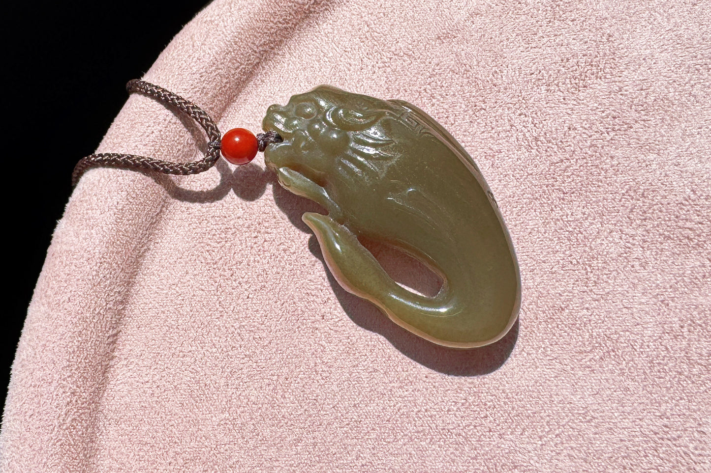 Certified Natural Dark Brown Sugar Hetian Nephrite Dragon Fish Pendant, Nephrite Jade Fish Turning Drago Pendant, Brown Jade, 天然糖玉鱼化龙吊坠深糖玉龙鱼吊坠