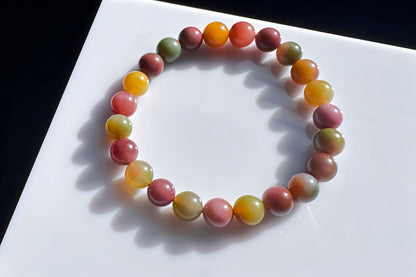 Natural Yanyuan Origin Agate Beaded Bracelet, Rainbow Color Yan-yuan Agate Bracelet, 天然盐源彩虹玛瑙西瓜色圆珠手串