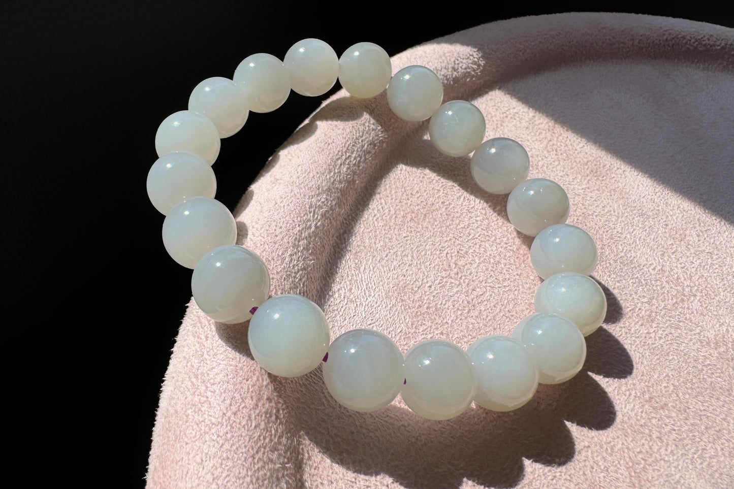 Natural Smokey Gray Hetian Nephrite Bracelet, Gray Nephrite Jade Beaded Bracelet, 天然青海料和田玉浅烟灰色圆珠玉手串