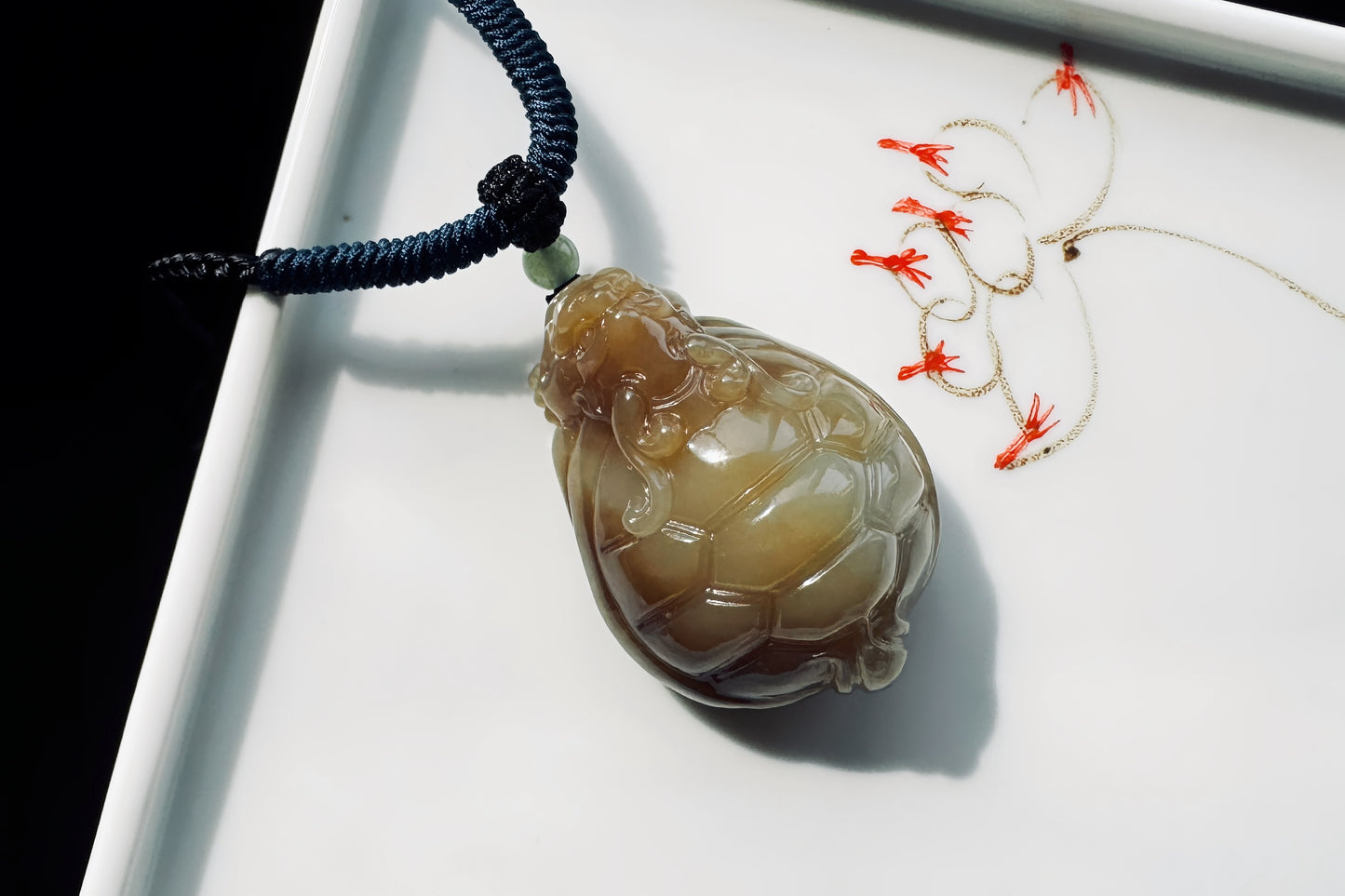 High Grade Natural Hetian Nephrite Hand Carved Dragon Turtle Pendant, Brown Sugar Nephrite Jade Dragon Turtle Pendant, 天然精品手工精雕糖白玉龙龟吊坠