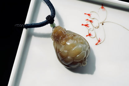 High Grade Natural Hetian Nephrite Hand Carved Dragon Turtle Pendant, Brown Sugar Nephrite Jade Dragon Turtle Pendant, 天然精品手工精雕糖白玉龙龟吊坠