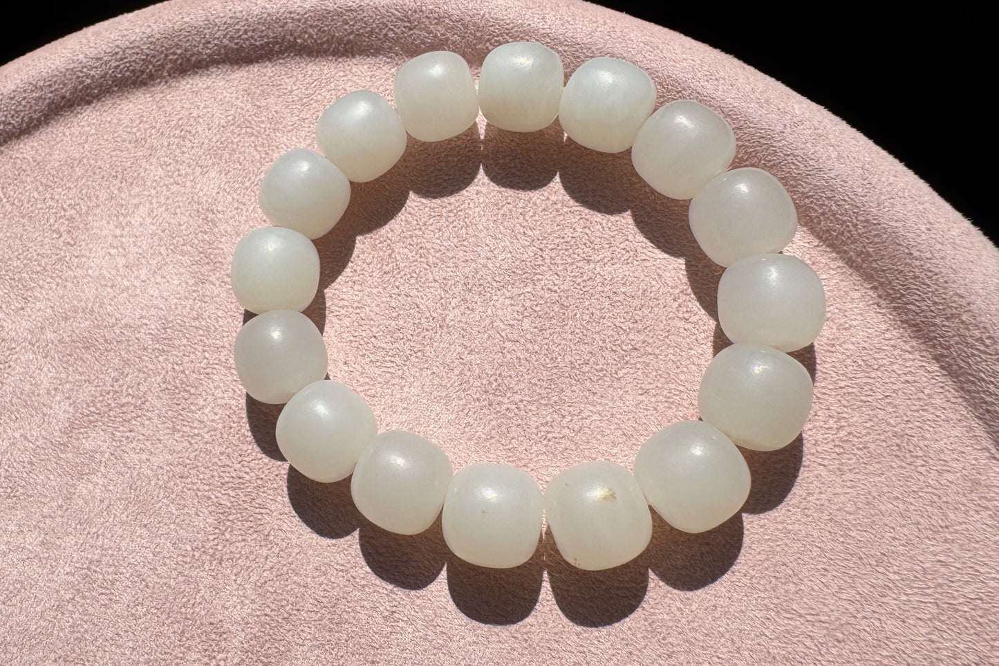 13mm Natural White Hetian Nephrite Bracelet, White Nephrite Jade Beads, Matte Nephrite Bracelet, 天然和田玉青海料一级白老型珠手串