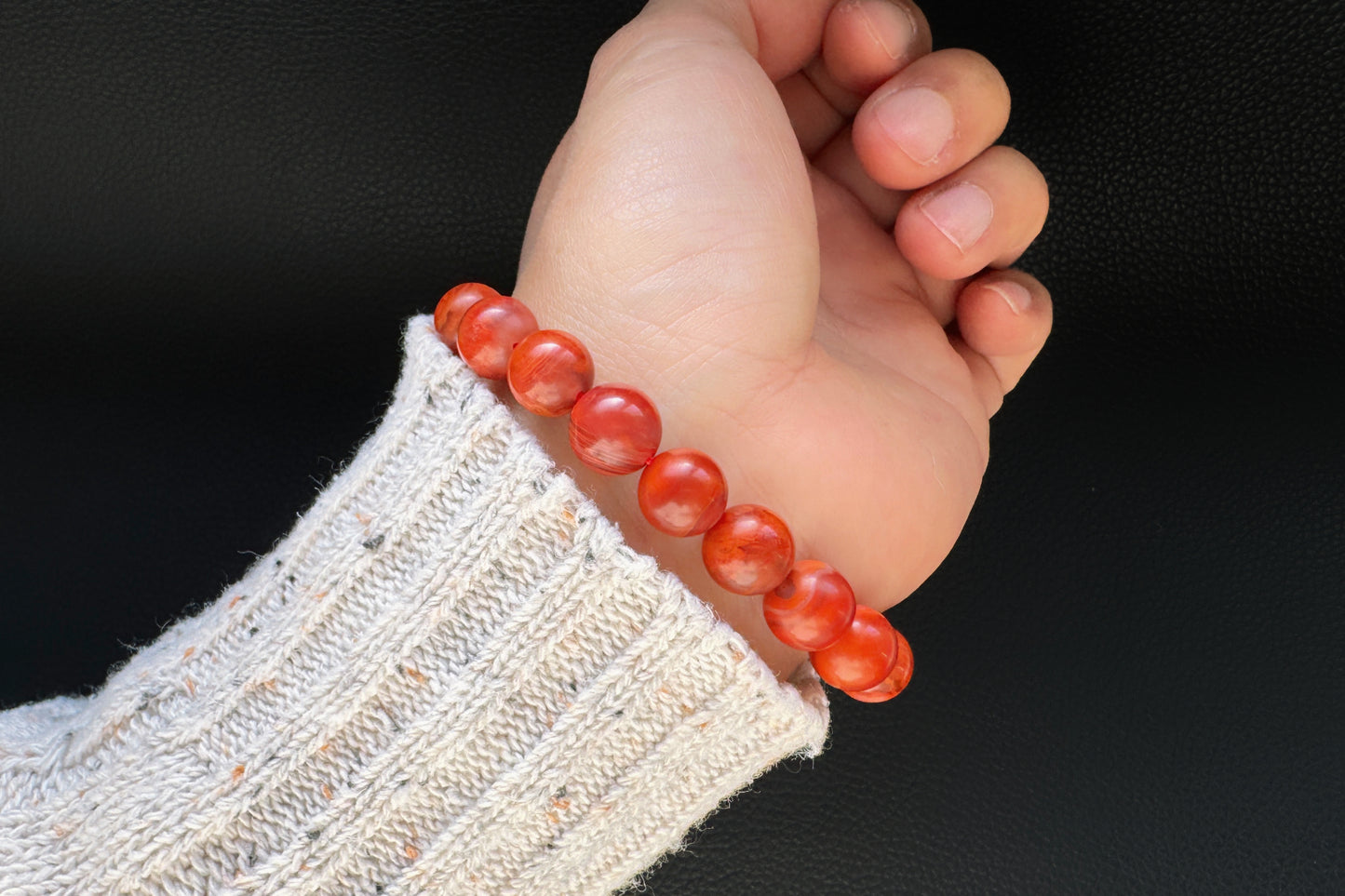 9mm Certified Natural Nanhong Agate Beads in Satin Polishing, Untreated Nanhong Agate Bracelet, 天然南红玛瑙哑光火焰玫瑰红手串