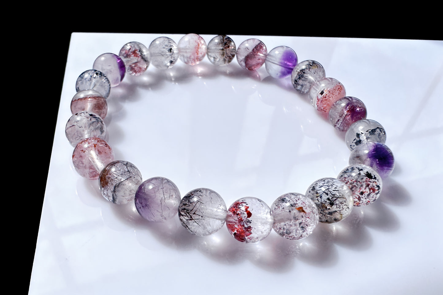 8mm Natural Super Seven Quartz Beaded Bracelet, Rare Venom Super Seven Bracelet, Venom Super 7 Crystal, 天然超级七手串毒液超七手串