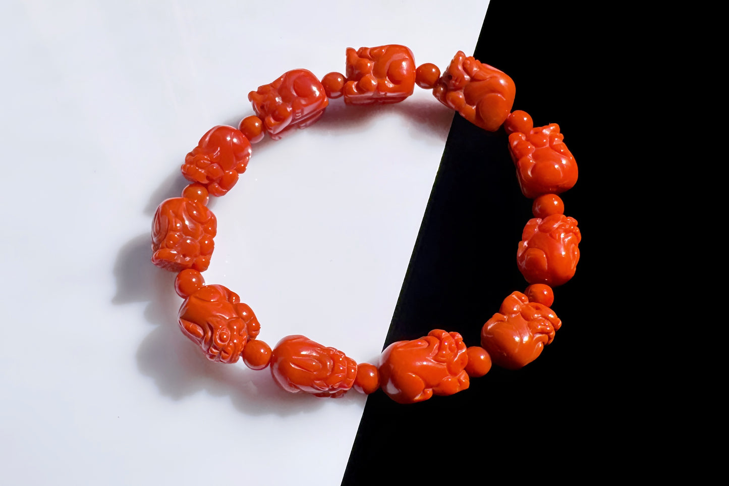 Certified Natural Untreated Nanhong Agate Bracelet, Carved Southern Red Agate PiXiu Bead Bracelet, Nanhong PiXiu, 天然无烤满色满肉凉山南红雕刻貔貅手串