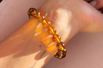 Certified Natural High Grade Citrine Bracelet, Untreated Citrine Bracelet, Deep Yellow Citrine, 天然无优化黄水晶手串
