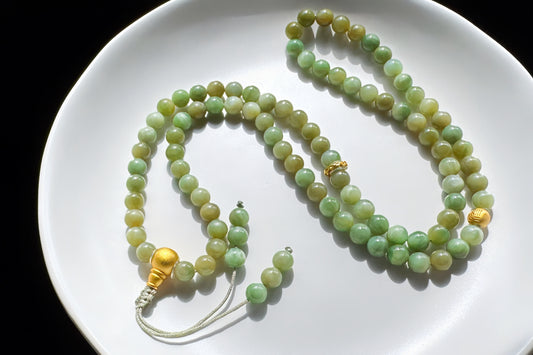 Natural Xinjiang Hetian Nephrite Bracelet in Mint Green and Brown Sugar Colors, Rare Multi-colored Nephrite Jade Bracelet, 天然且末黑羊洞碧玉糖三彩和田玉手串