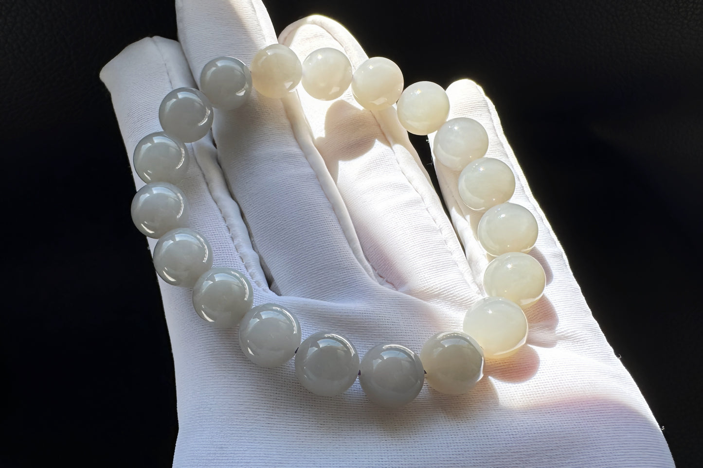 Natural Smokey Gray Hetian Nephrite Bracelet, Gray Nephrite Jade Beaded Bracelet, 天然青海料和田玉浅烟灰色圆珠玉手串