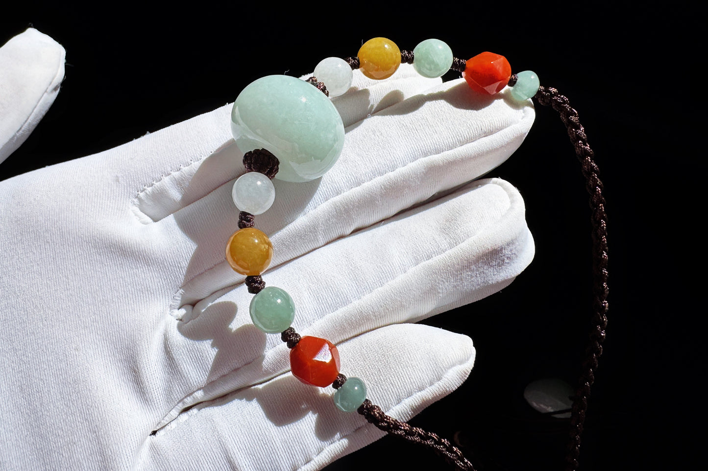Certified Natural Grade A Jadeite Jade Hand Braided Adjustable Necklace, Jadeite Jade Necklace, 保真天然A货翡翠厚装路路通手编锁骨链项链