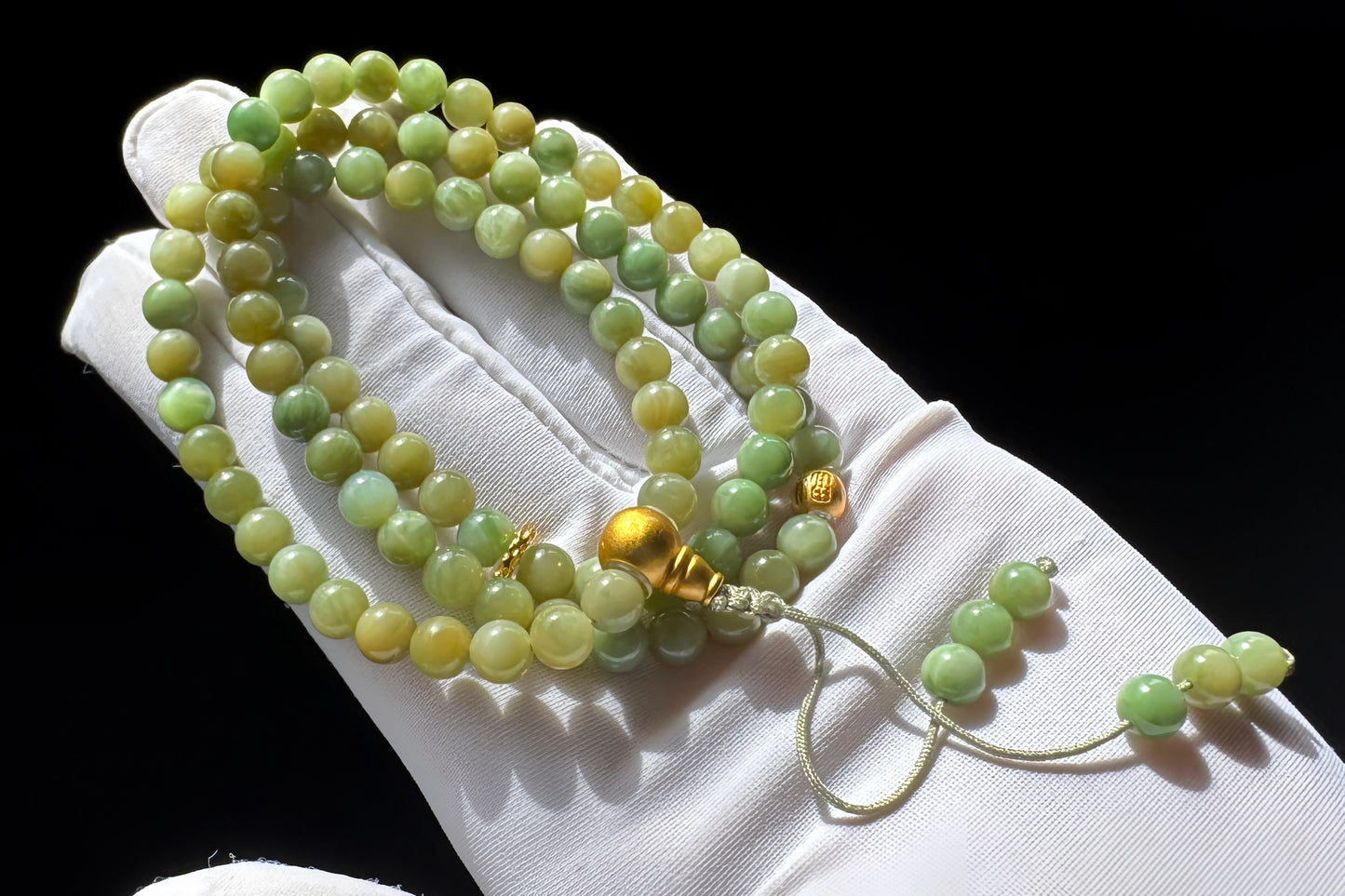 Natural Xinjiang Hetian Nephrite Bracelet in Mint Green and Brown Sugar Colors, Rare Multi-colored Nephrite Jade Bracelet, 天然且末黑羊洞碧玉糖三彩和田玉手串