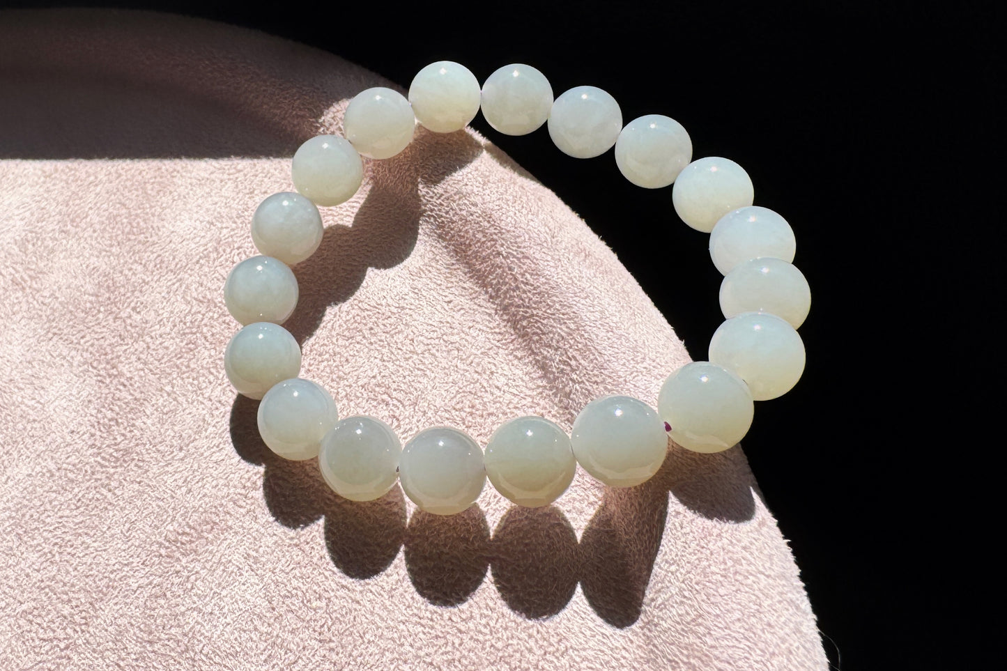 Natural Smokey Gray Hetian Nephrite Bracelet, Gray Nephrite Jade Beaded Bracelet, 天然青海料和田玉浅烟灰色圆珠玉手串
