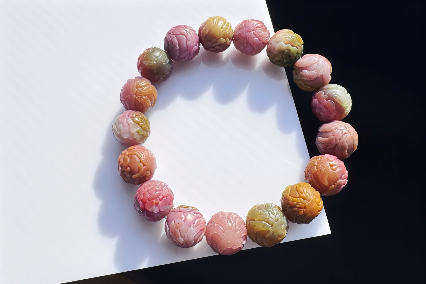 Top Grade Genuine Yanyuan Origin Agate Carved Phoenix and Peony Bracelet, Yan-yuan Bracelet, 天然原矿盐源玛瑙雕刻凤穿牡丹手串满色满肉的高货