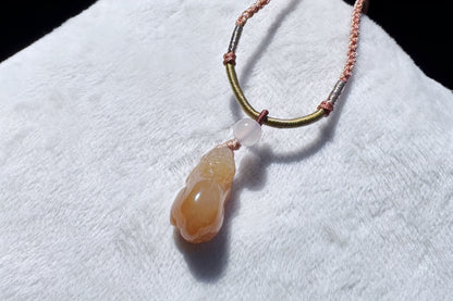Dainty Natural Nephrite Jade Pixiu Pendant in Honey Color, Hand Carved Nephrite Jade Pixiu, 天然浅糖色软玉手工雕刻貔貅吊坠