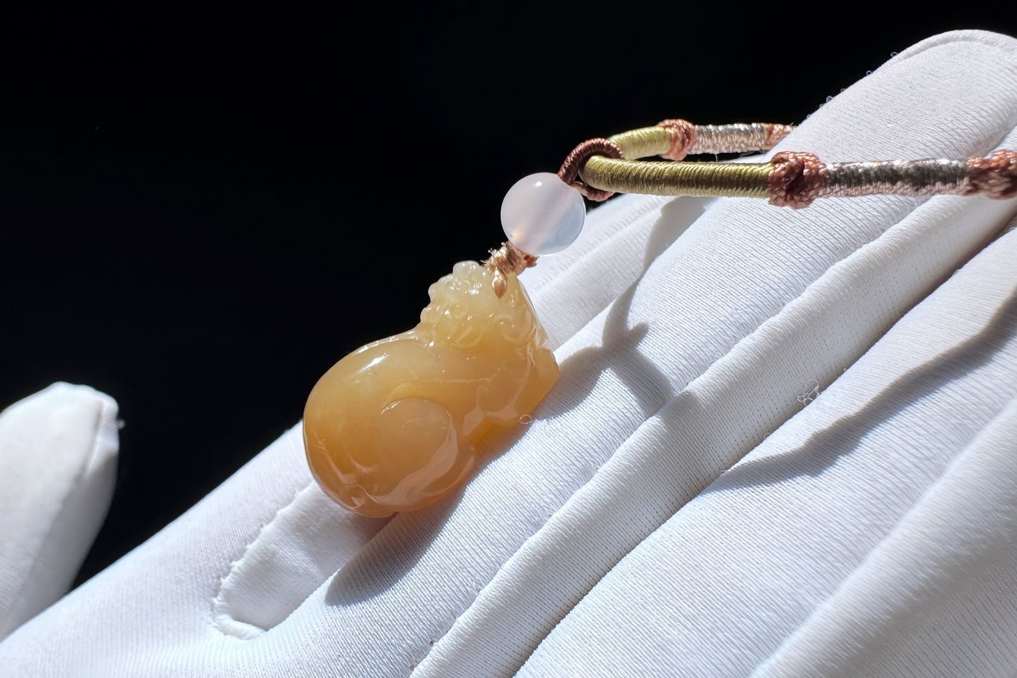 Dainty Natural Nephrite Jade Pixiu Pendant in Honey Color, Hand Carved Nephrite Jade Pixiu, 天然浅糖色软玉手工雕刻貔貅吊坠